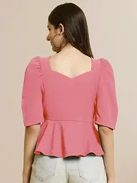 Elegant Pink Polyester Solid Top For Women-thumb1