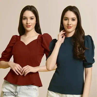 Fabflee Regular Casual Stylish Wear Top for Women  Pack Of 2-thumb0