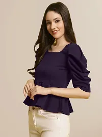 Elegant Multicoloured Polyester Solid Top For Women-thumb2