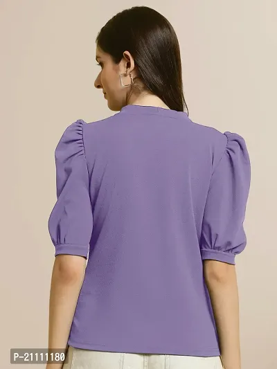 Elegant Purple Polyester Solid Top For Women-thumb2