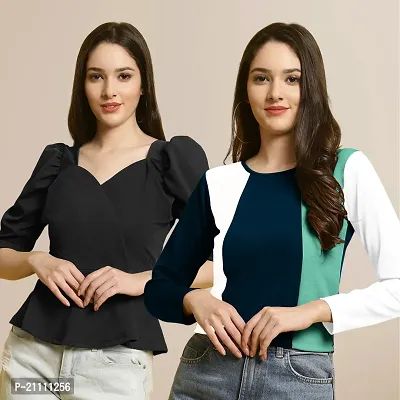 Fabflee Regular Casual Stylish Wear Top for Women  Pack Of 2-thumb0