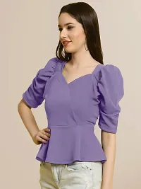 Elegant Purple Polyester Solid Top For Women-thumb2