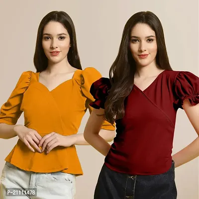 Fabflee Regular Casual Stylish Wear Top for Women  Pack Of 2-thumb0