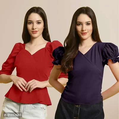 Fabflee Regular Casual Stylish Wear Top for Women  Pack Of 2-thumb0