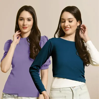 Fabflee Regular Casual Stylish Wear Top for Women  Pack Of 2