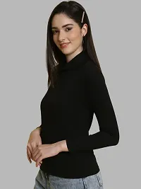 Elegant Black Lycra Solid Top For Women-thumb2