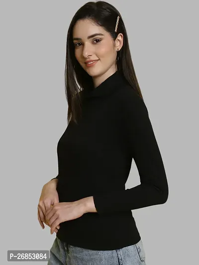 Elegant Black Lycra Solid Top For Women-thumb3