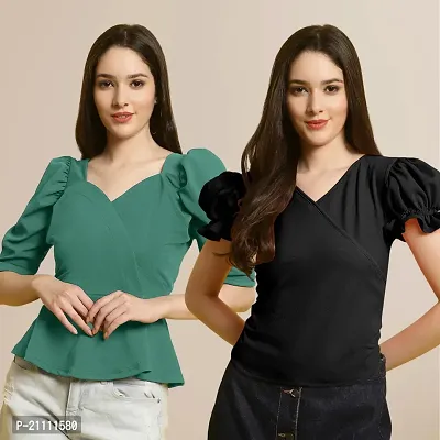 Fabflee Regular Casual Stylish Wear Top for Women  Pack Of 2-thumb0