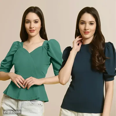 Fabflee Regular Casual Stylish Wear Top for Women  Pack Of 2-thumb0