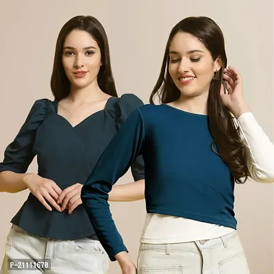 Fabflee Regular Casual Stylish Wear Top for Women  Pack Of 2-thumb0