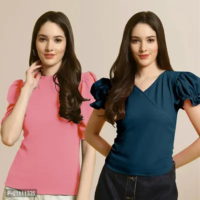 Fabflee Regular Casual Stylish Wear Top for Women  Pack Of 2-thumb0