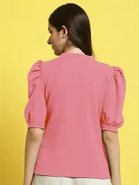 Elegant Pink Polyester Solid Top For Women-thumb1