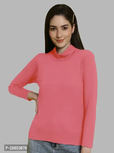 Elegant Pink Lycra Solid Top For Women-thumb0