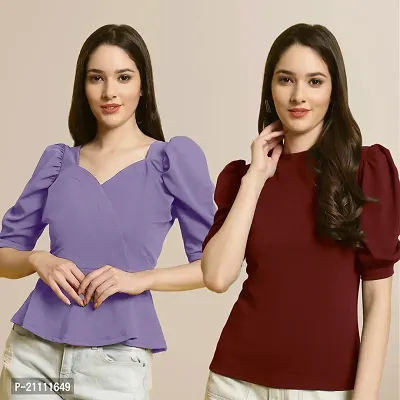 Fabflee Regular Casual Stylish Wear Top for Women  Pack Of 2-thumb0