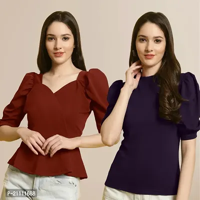 Fabflee Regular Casual Stylish Wear Top for Women  Pack Of 2-thumb0