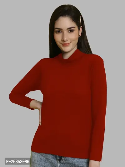 Elegant Red Lycra Solid Top For Women