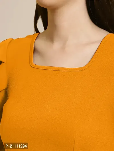 Elegant Yellow Polyester Solid Top For Women-thumb4