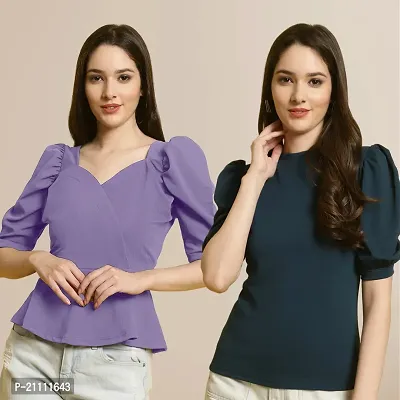 Fabflee Regular Casual Stylish Wear Top for Women  Pack Of 2-thumb0