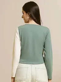 Elegant Green Polyester Solid Top For Women-thumb1
