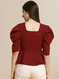 Elegant Maroon Polyester Solid Top For Women-thumb1