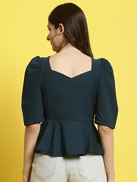 Elegant Green Polyester Solid Top For Women-thumb1