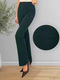 Elegant Green Cotton Solid Trousers For Women-thumb2