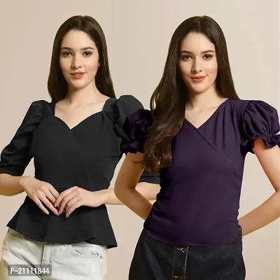 Fabflee Regular Casual Stylish Wear Top for Women  Pack Of 2