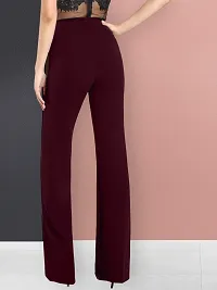 Elegant Maroon Cotton Solid Trousers For Women-thumb1