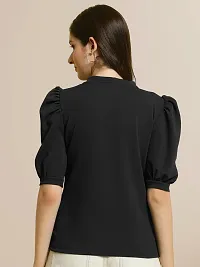 Elegant Black Polyester Solid Top For Women-thumb1