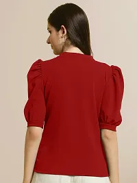 Elegant Red Polyester Solid Top For Women-thumb1