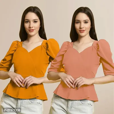 Fabflee Regular Casual Stylish Wear Top for Women  Pack Of 2-thumb0