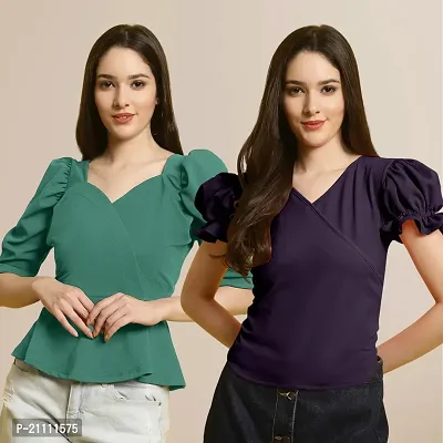 Fabflee Regular Casual Stylish Wear Top for Women  Pack Of 2-thumb0