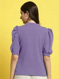 Elegant Purple Polyester Solid Top For Women-thumb1
