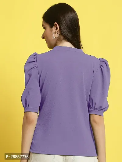 Elegant Purple Polyester Solid Top For Women-thumb2