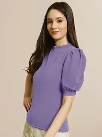 Elegant Purple Polyester Solid Top For Women-thumb2