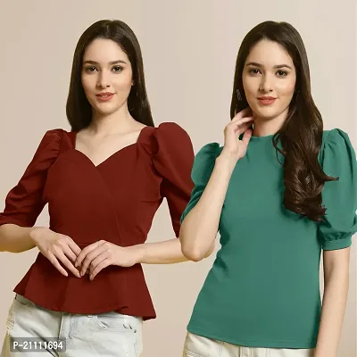 Fabflee Regular Casual Stylish Wear Top for Women  Pack Of 2