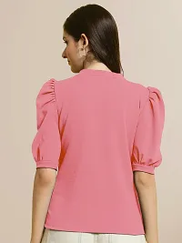 Elegant Pink Polyester Solid Top For Women-thumb1