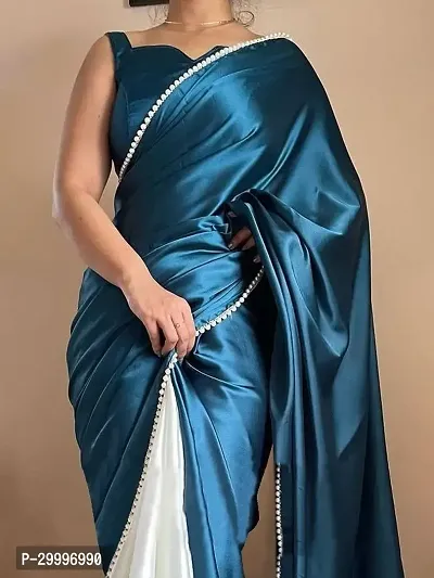 Stylish Satin Solid Saree with Blouse Piece-thumb0