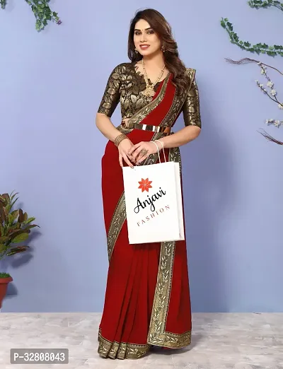 Elegant Maroon Georgette Saree with Blouse piece For Women