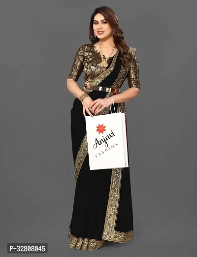 Elegant Black Georgette Saree with Blouse piece For Women