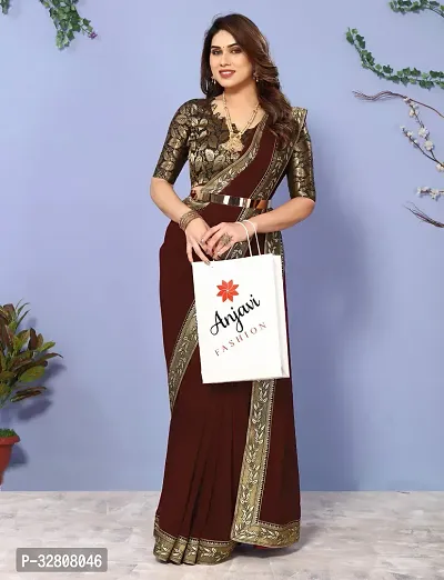 Elegant Maroon Georgette Saree with Blouse piece For Women-thumb0