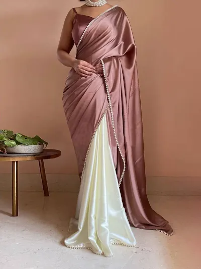 Hot Selling Satin Saree with Blouse piece 