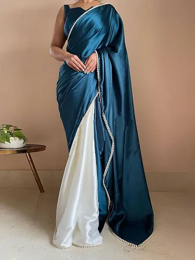 Trending Satin Saree with Blouse piece 