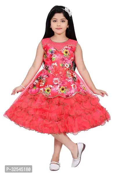 Fabulous Orange Cotton Printed Frock For Girls