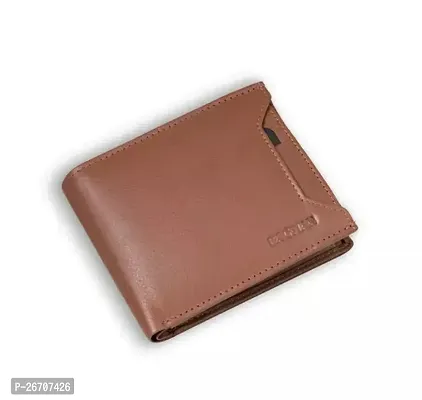 Designer Brown Artificial Leather Solid Two Fold Wallet For Men