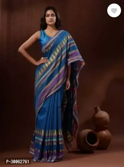 Stylish Cotton Blend Multicoloured Printed Saree with Blouse piece-thumb0