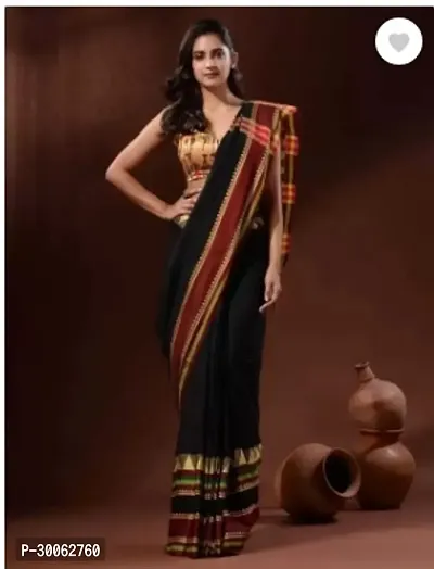 Stylish Cotton Blend Multicoloured Printed Saree with Blouse piece-thumb0