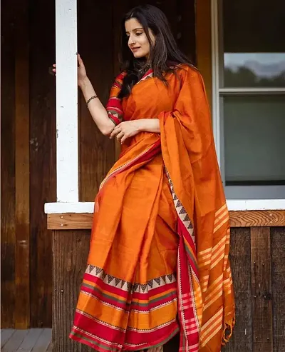 Phulia Khadi Cotton Woven Design Saree with Blouse piece