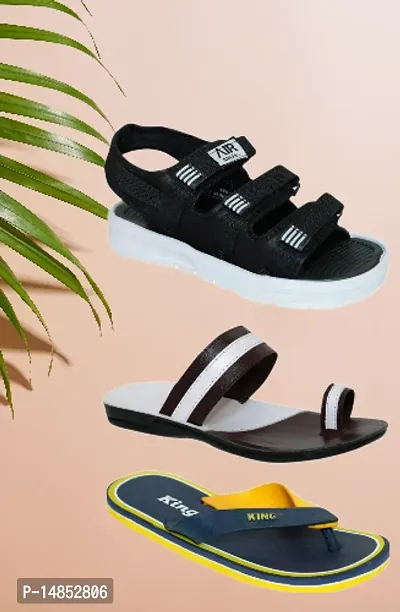 Amfeet Stylish Sandal and slippers combo for men| Daily and casual wear combo for men|-thumb0