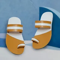 AMFEET Stylish and Trending sandal and slipper Blue with Golden Slipper combo for men|-thumb1